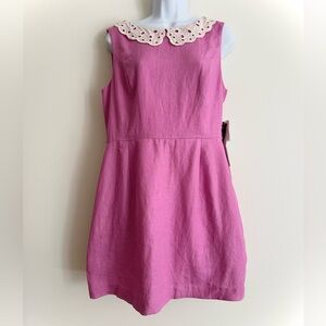 KENSIE Pink Linen Dress W/ Lace / Size 10